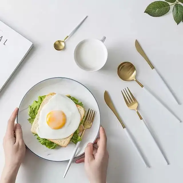 Sostraw & SmartThings – Conjunto de talheres variados por atacado – Conjunto de talheres com acabamento fosco - 5 cores disponíveis1