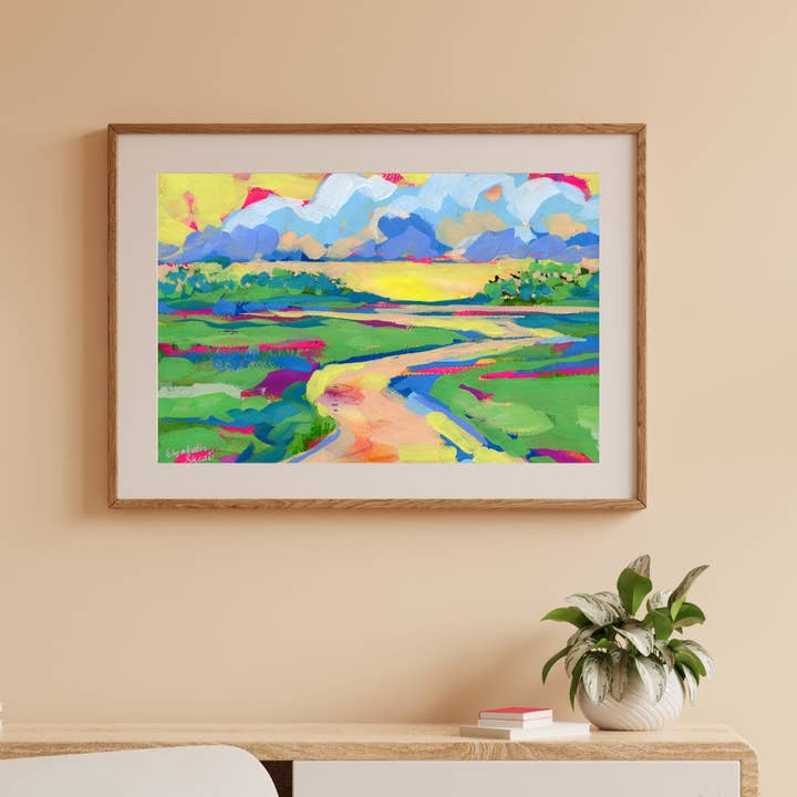 Firey Sky / Unframed Print for wholesale by Elizabeth Sheats Art & Design