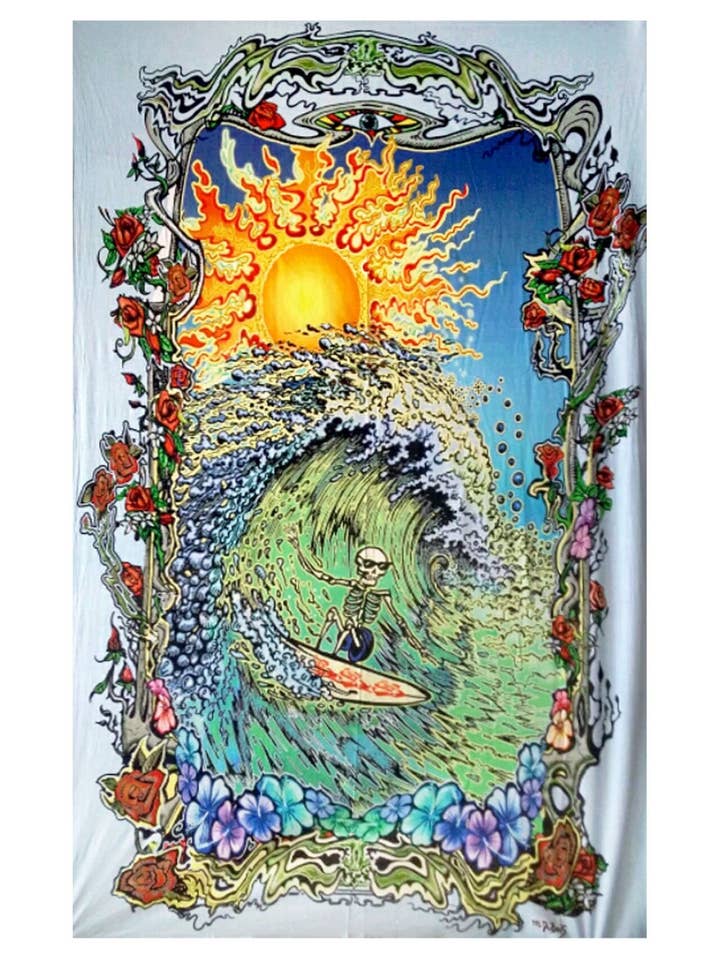 Tapiz con estampado artístico Heady Art Skeleton para venta al por mayor de Sunshine Joy