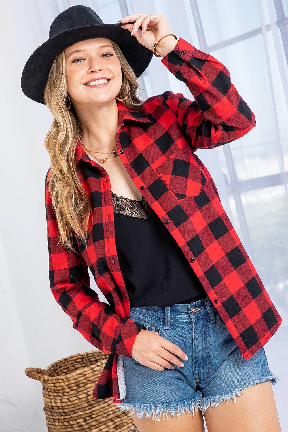 Sweet Lovely by Jen - Wholesale Button Down Shirt - Women's - SW148 PLAD SHIRT