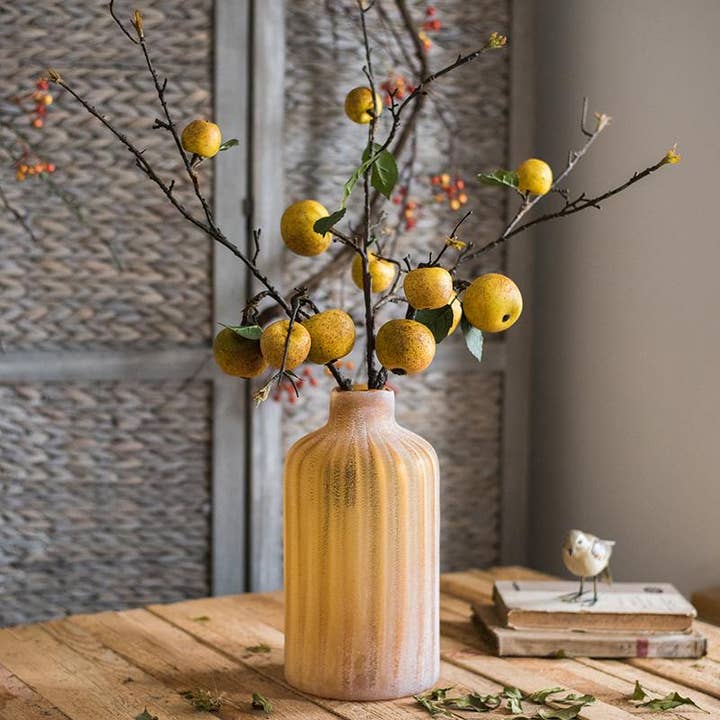 Rustic Reach - Wholesale Artificial Plant - Artificial Fruit Yellow Apple Pear Stem 27" Tall