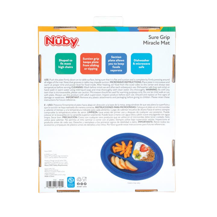 Nuby - Wholesale Dinner Plate - Kids & Baby - Sure Grip Miracle Mat Section Plate in Red