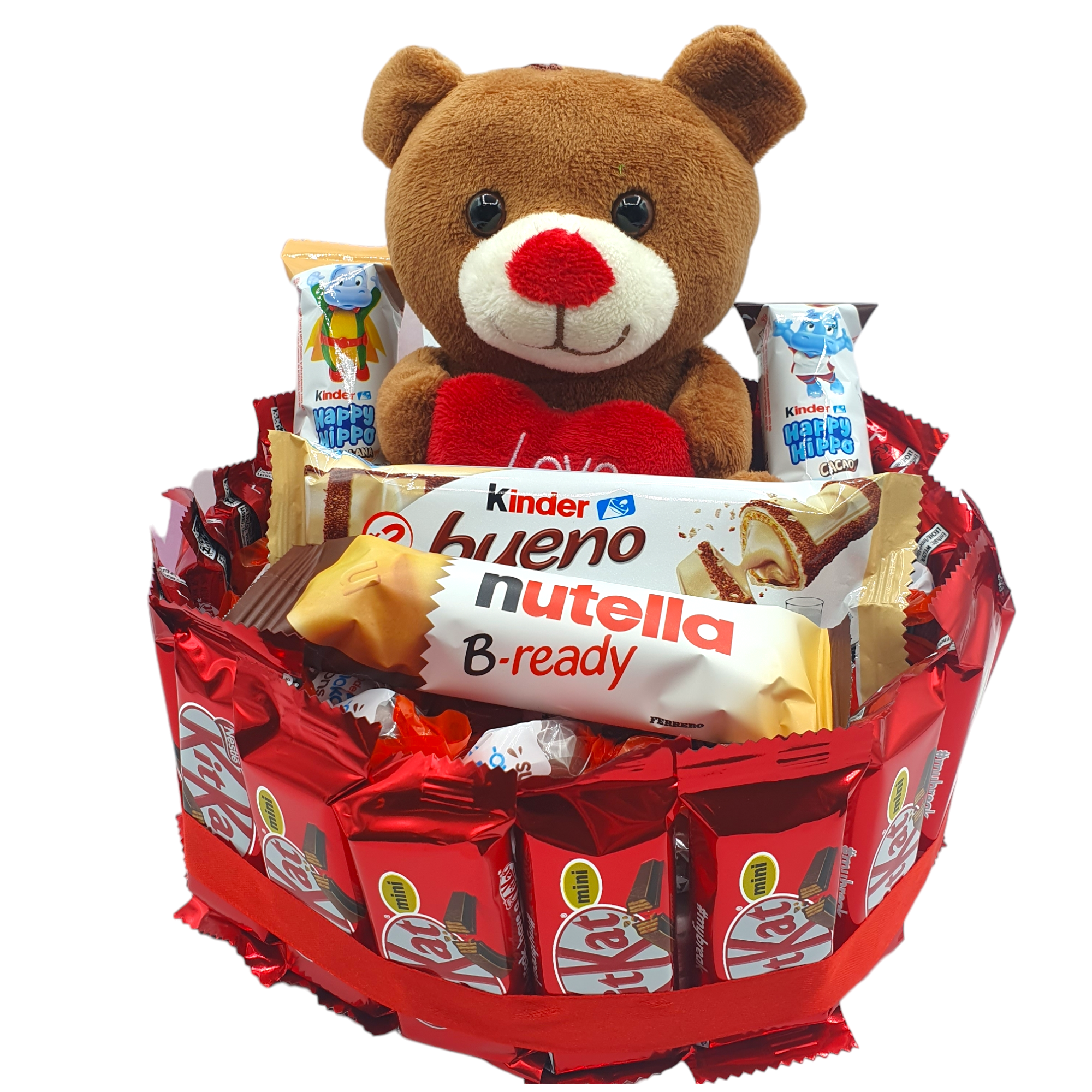 IAMI - Vendita all'ingrosso Confezioni di cioccolatini - Torta al cioccolato Kit Kat con orsacchiotto LOVE - San Valentino3