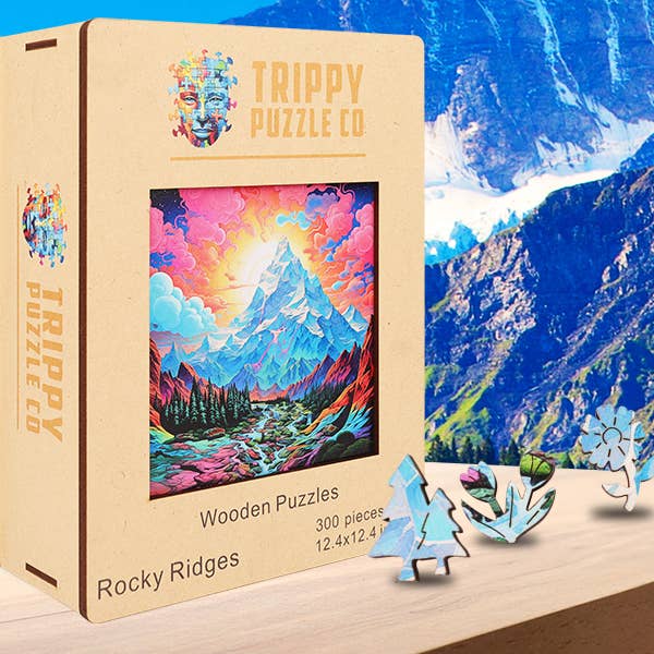 Trippy Puzzle Co – Puzzle - Adulto por atacado – Quebra-cabeça de madeira Rocky Ridges 300PC1