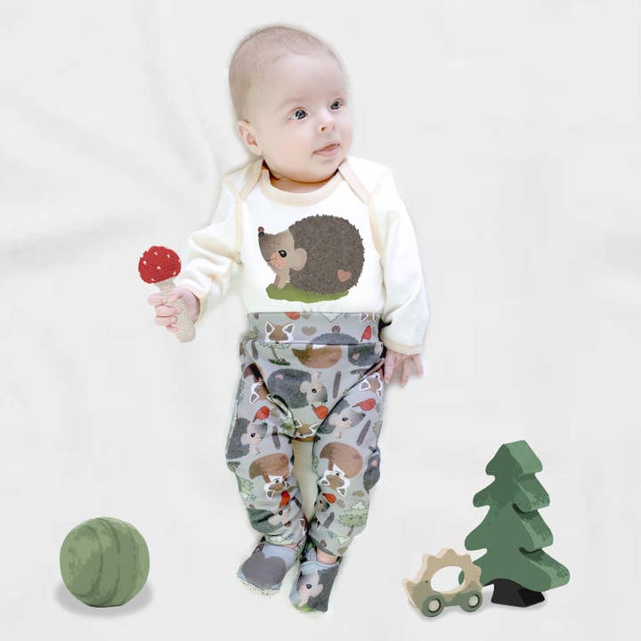 Conjunto de pelele de erizo + pantalón con estampado de bosque para venta al por mayor de Olly & Arya