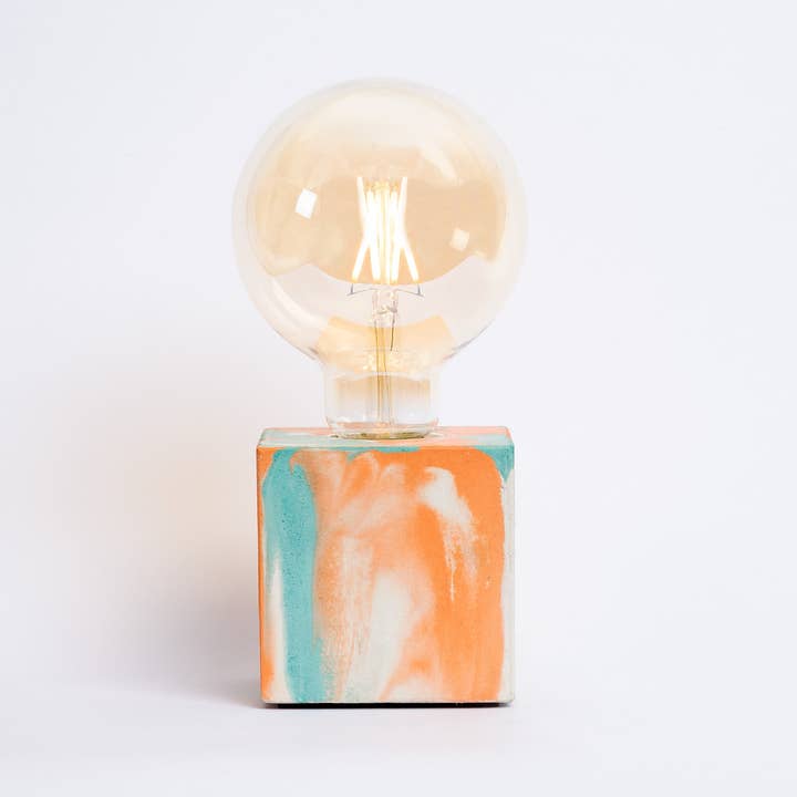 Tie&Dye Lamp - Orange and Turquoise Concrete for wholesale by Junny