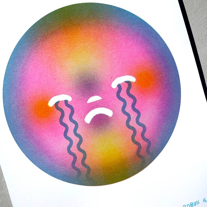 Robyn A. Frank Artworks - Wholesale Art Print - Sad Sun risograph art print 3