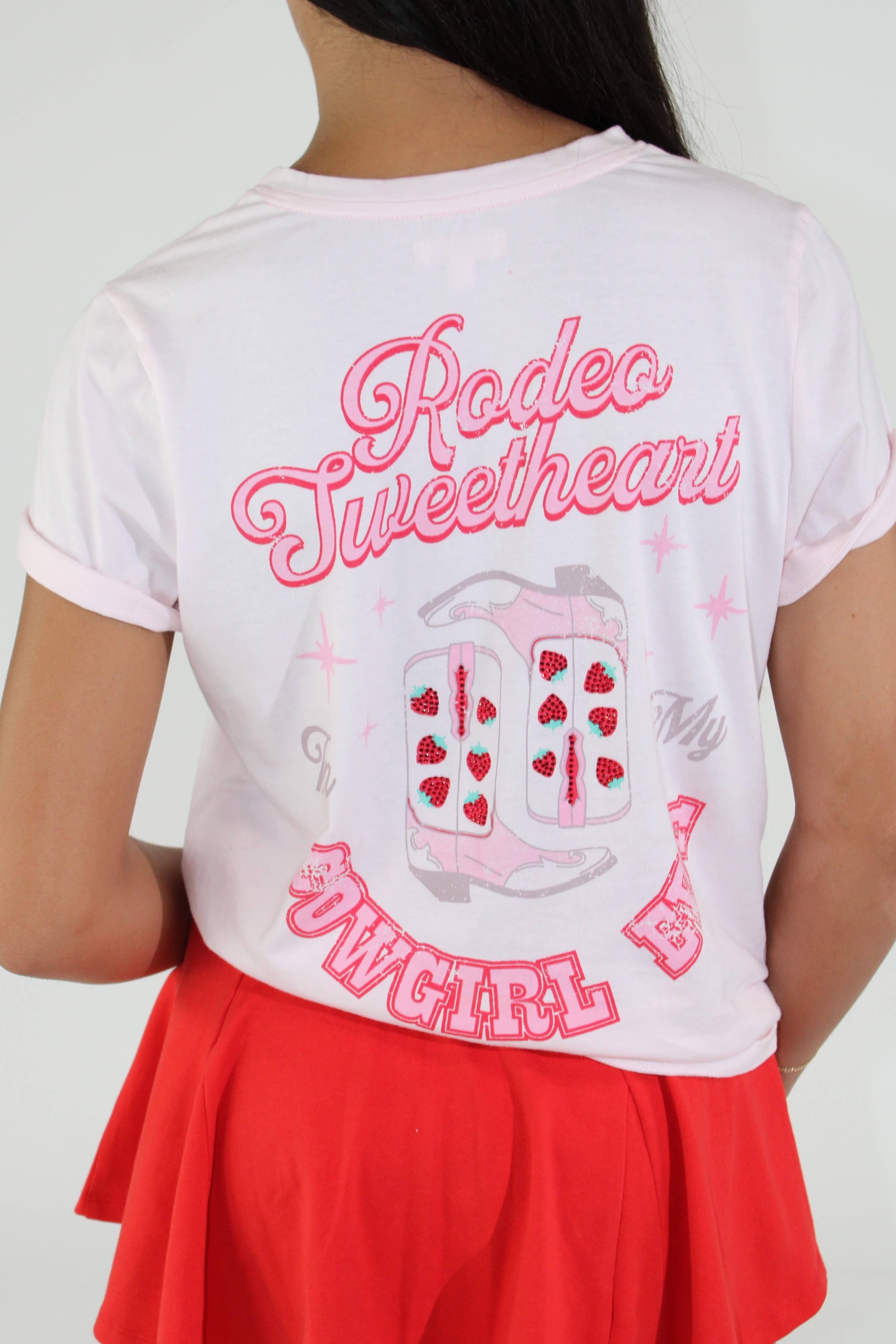 Paper Flower - Wholesale Screen Printed T-Shirt - Kids - Rodeo Sweetheart Rhinestone Graphic Tee Tween Girls1