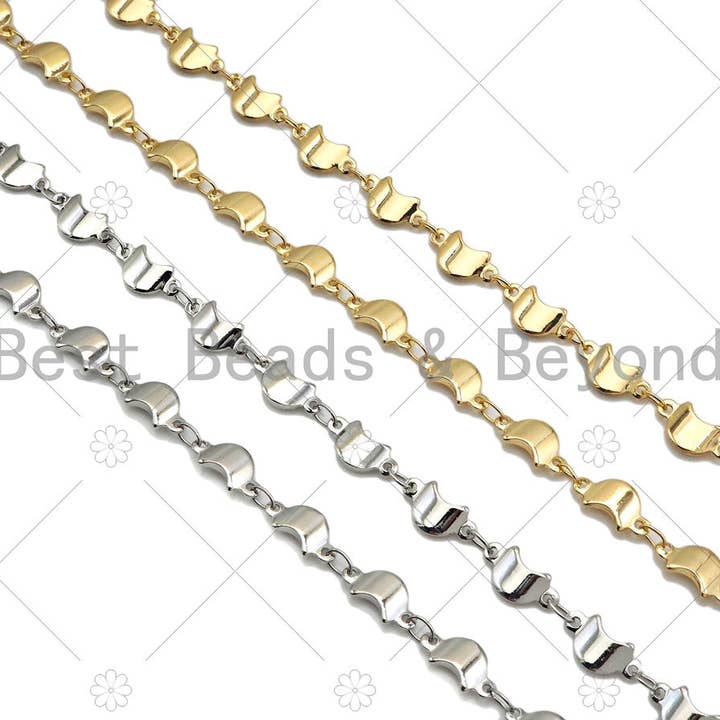 Catena a maglia Dainty Moon 6x10mm di Yard, sku #M368 per la vendita all'ingrosso da parte di BestBeads&Beyond