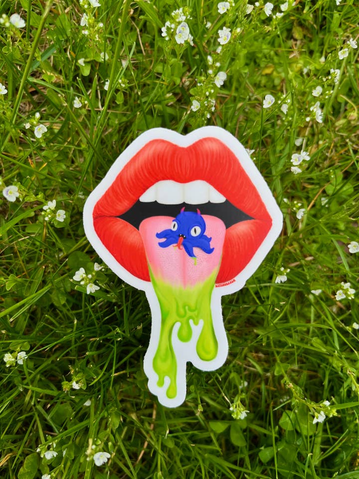 LeRoy the Gooey Octopus Big Lips Ocean Vinyl Sticker for wholesale by Riptide Realm