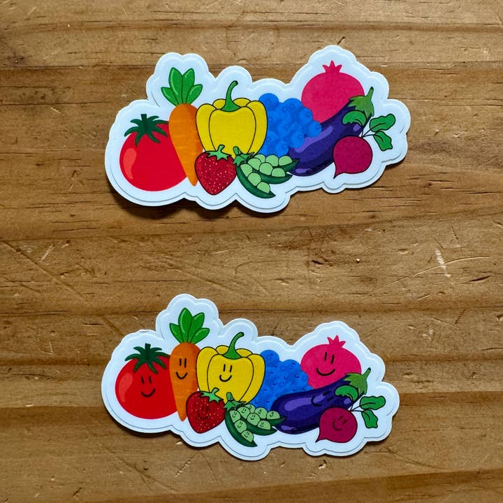 Rainbow Produce Sticker for wholesale by AbstractbyRabrams