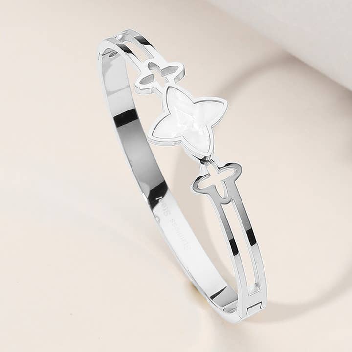 Sensibling Corp. – Großhandel Armreif – Edelstahl-Kleeblatt-Spitzscharnier-Armreif5