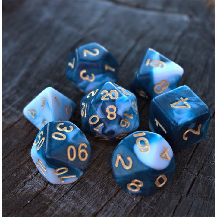 Murky Waters Acrylic Dice Set for wholesale by Misty Mountain Gaming