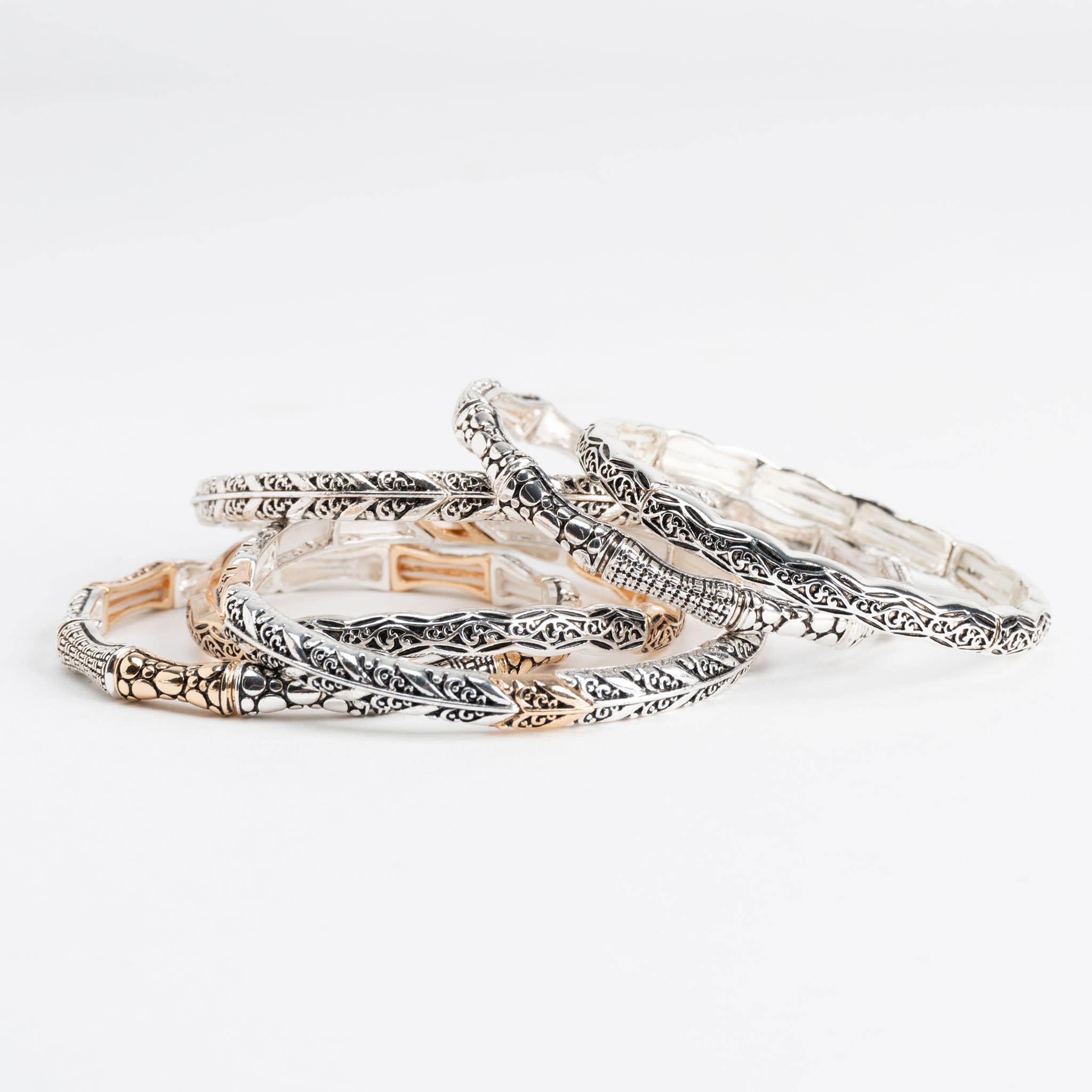 Howard's - Wholesale Jewelry Set - 12 Piece Melanie Two Tone Nickel-Free Stretch Bracelet Asst2