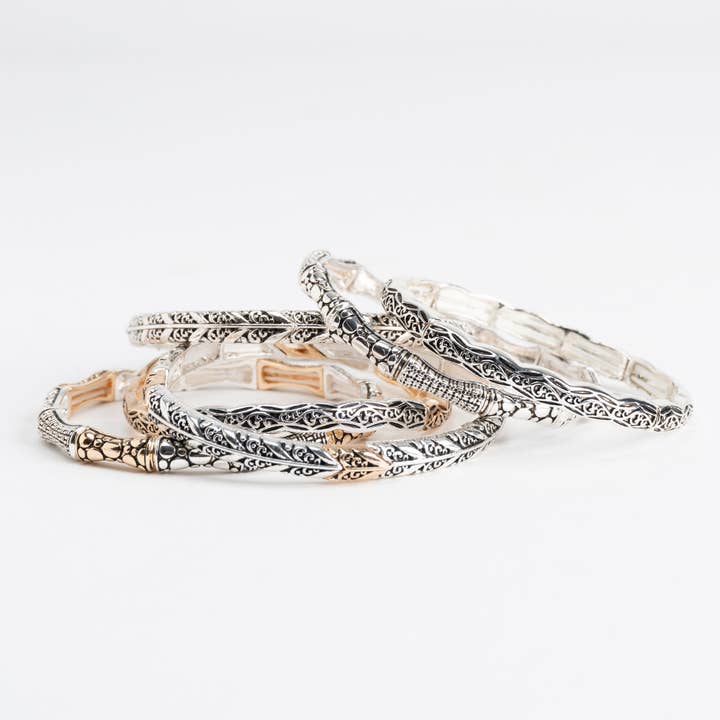 Howard's - Vendita all'ingrosso Parure di gioielli - Braccialetto elasticizzato Melanie bicolore senza nichel, 12 pezzi2