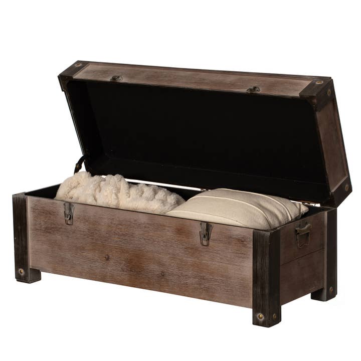 Quickway Imports - Wholesale Bench - Vintiquewise Wooden Storage Trunk Bench