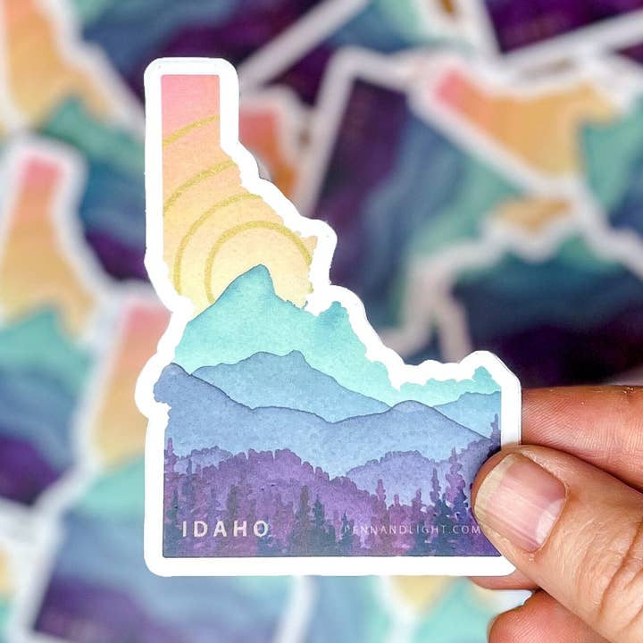 Idaho Mountain Sunshine vinyl dekal klistermärke -- Art klistermärke - för wholesale av Shelby Thayne Art