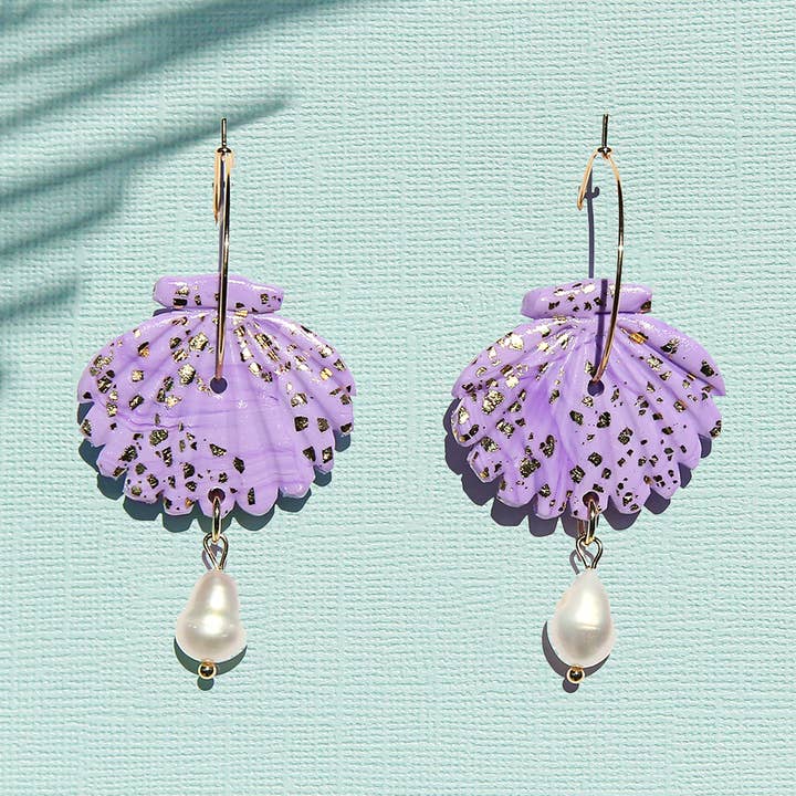 Lilac Shell Hoops for wholesale by Kingston Jewellery