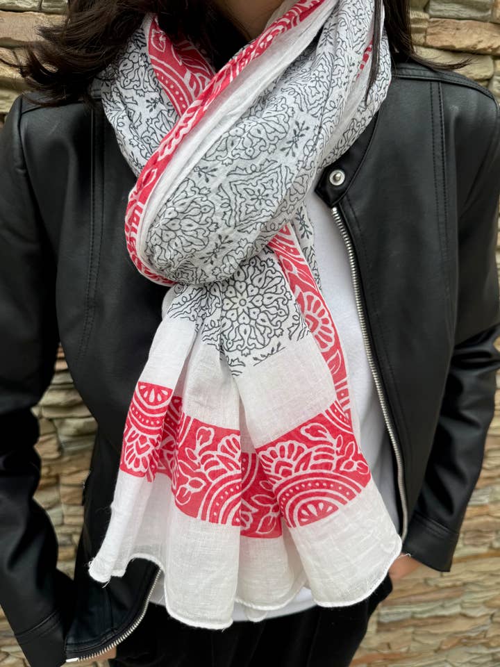 Scarf Cheche or Pareo 100% Indian Cotton Blockprint for wholesale by Maison Unik Accessoires
