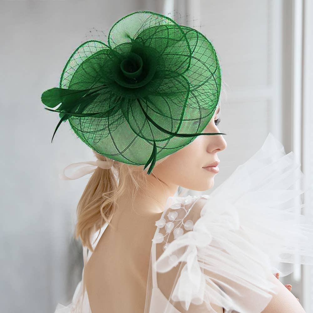 Sensibling Corp. - Vente Chapeau bibi – femme - Fascinateur / Bandeau en maille de plumes et fleurs2