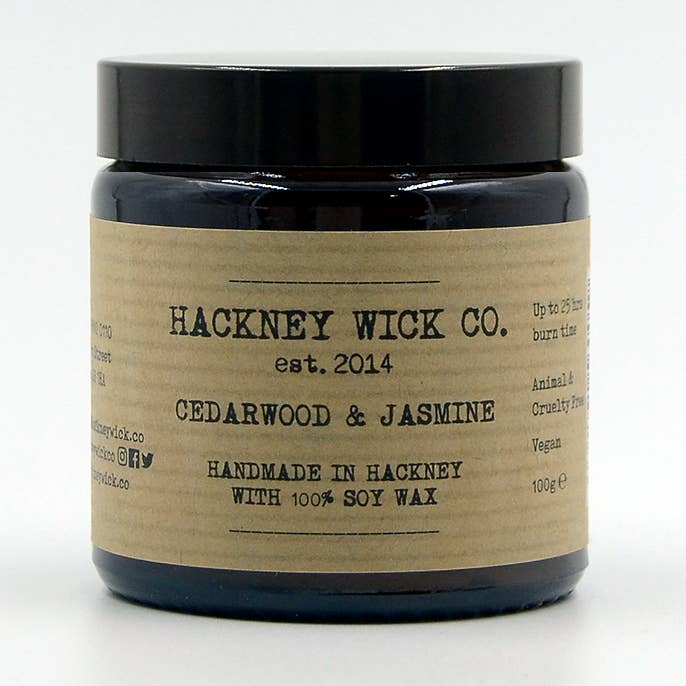 Hackney Wick Co Soy Wax Cedarwood & Jasmine Candle for wholesale by Hackneywickco