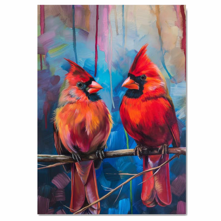 Romantic Cardinals in Soft Pastel Nature Scene Canvas for wholesale by Art Paradise Studios