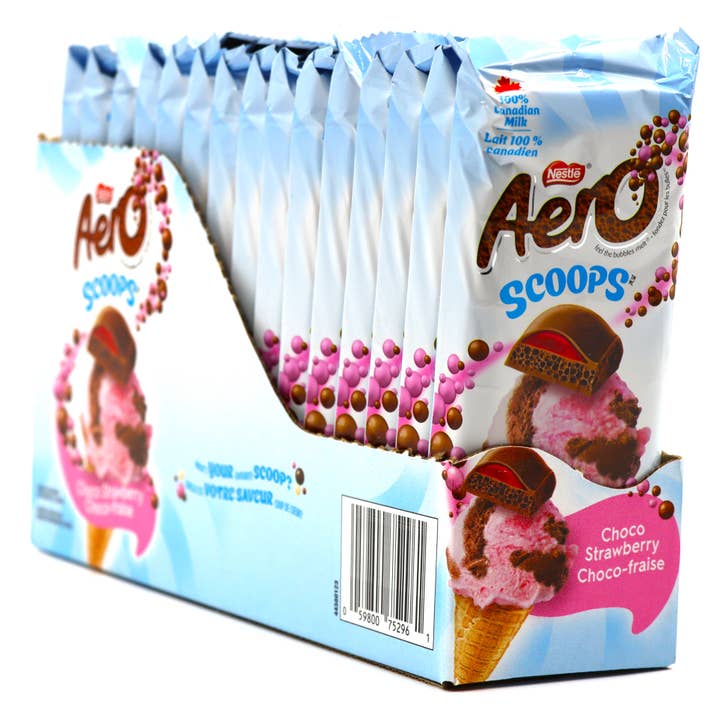 Grandpa Joe's Candy Shop - Wholesale Chocolate bar - Limited Import - Nestle AERO Scoops Choc Strawberry, 105g, 1