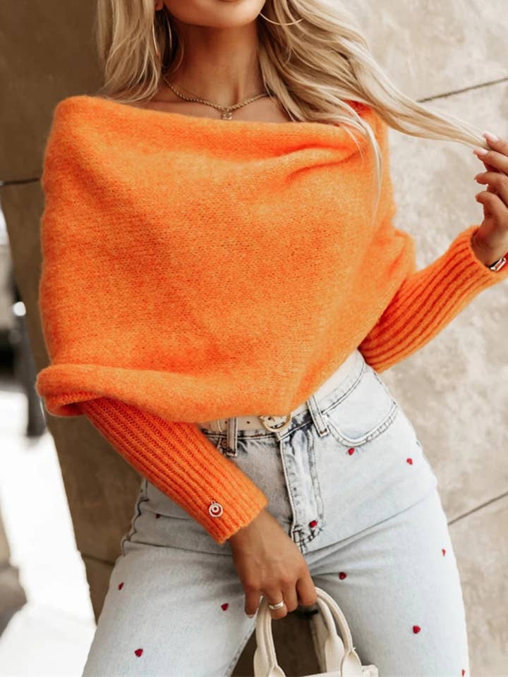 Rosa Clothing - Wholesale Knit Sweater - Women's - Versatile crossover off shoulder knit jumper18