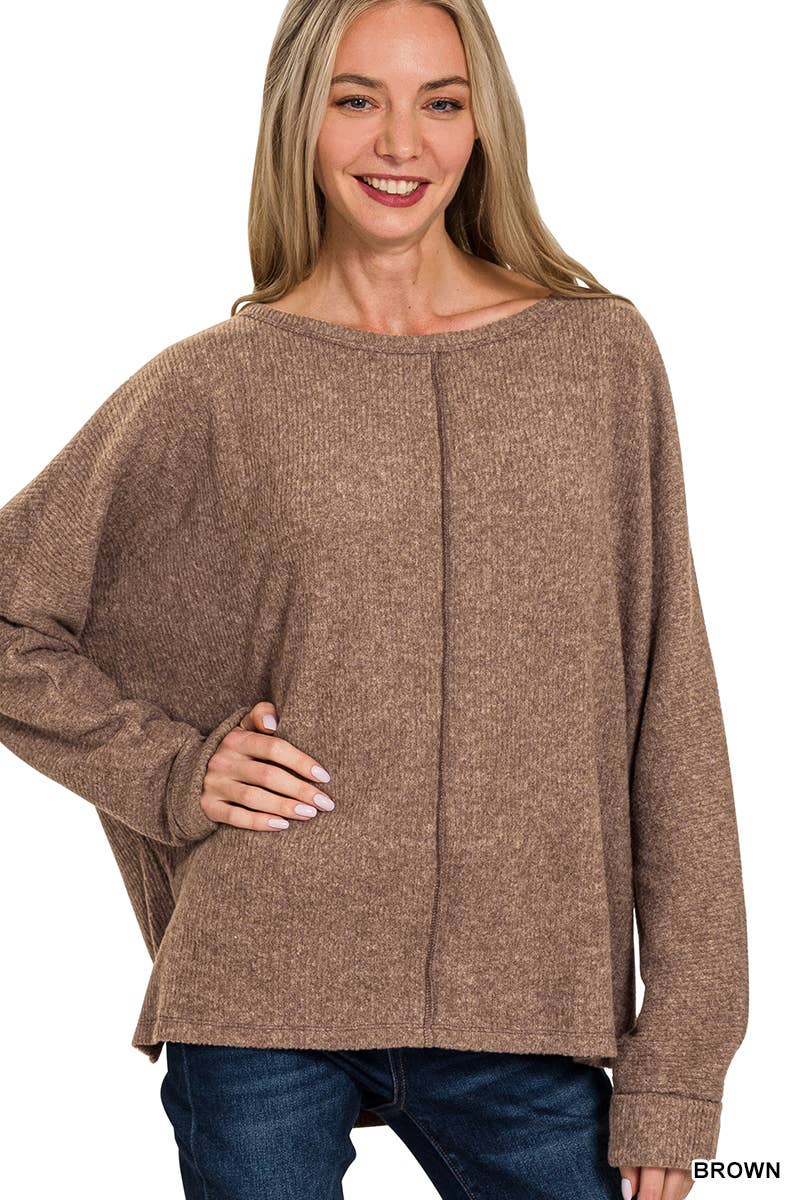 42POPS - Wholesale Knit Top - Women's - ..SI-27078 Ribbed Center Seam Dolman Sleeve Top9