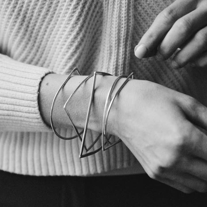 Sterling Silver C-Bar Bangle for wholesale by Liz Hanson Metalsmith