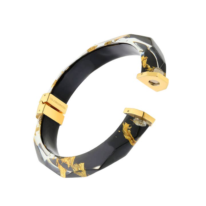 Gold & Honey - Wholesale Bangle Bracelet - Royal Blue 24K Gold Leaf Faceted Bangle with Hinge2