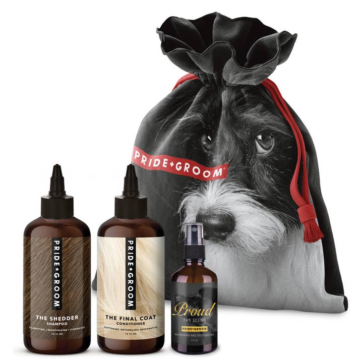 THE BIG DELUXE DOGGY BAG with THE SHEDDER Shampoo for wholesale by PRIDE+GROOM