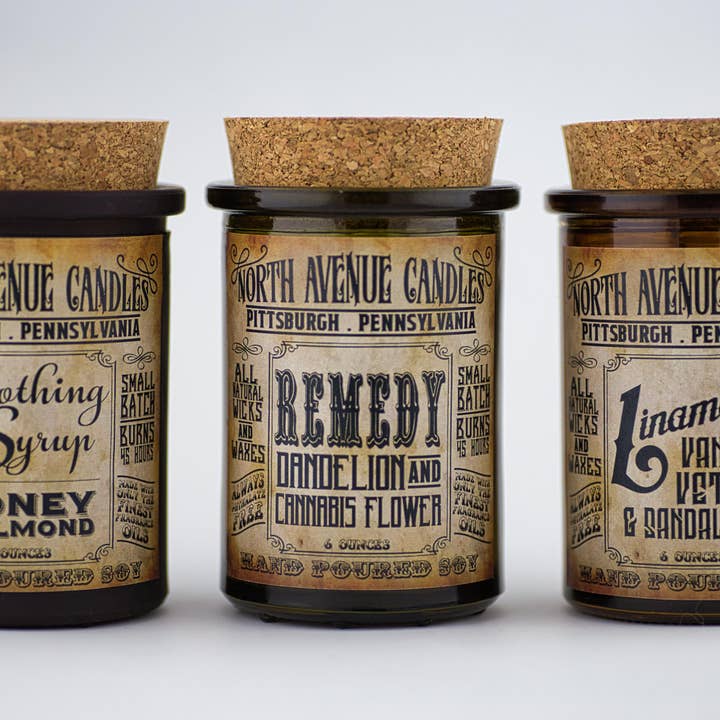 North Ave Candles - Vente Bougie en bocal - L'apothicaire/Elixir/Cardamome, Poivre noir, Coquelicot