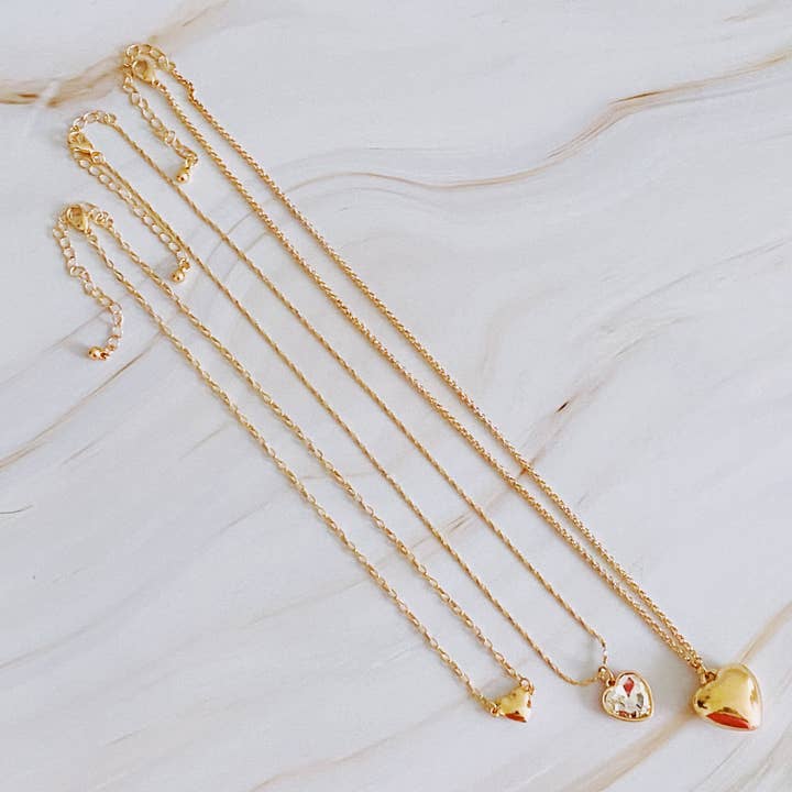 Ellison+Young - Wholesale Jewelry Set - Triple Heart Pendant Necklace Set Of 3