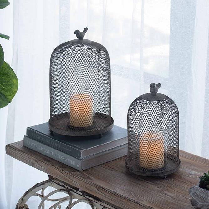 A&B Home Group Inc. - Wholesale Candle Holder - S/2 Sparrow Antique Mesh Candle Holders - Gray8