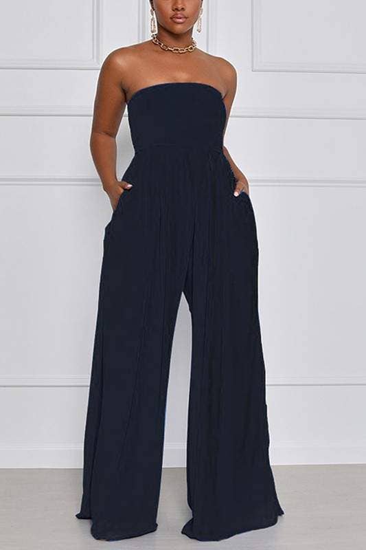 Flarix - Wholesale Jumpsuit - Women's - tube chiffon wide leg jumpsuits0