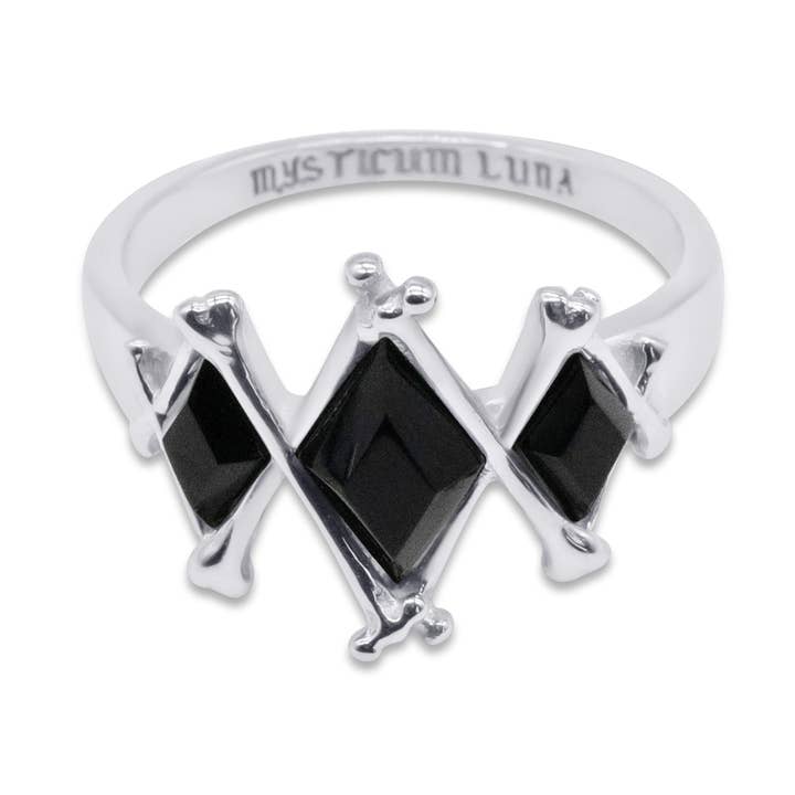El Anillo de Piedra Preciosa Negra Médula de Obsidiana para venta al por mayor de Mysticum Luna