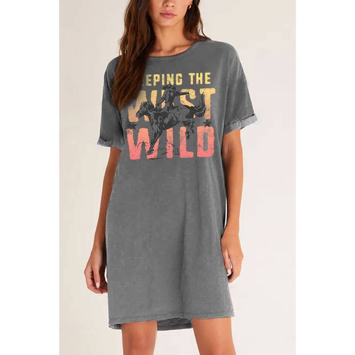 KEEPING WEST WILD MINERAL GRAPHIC DRESS for wholesale by HRTandLUV