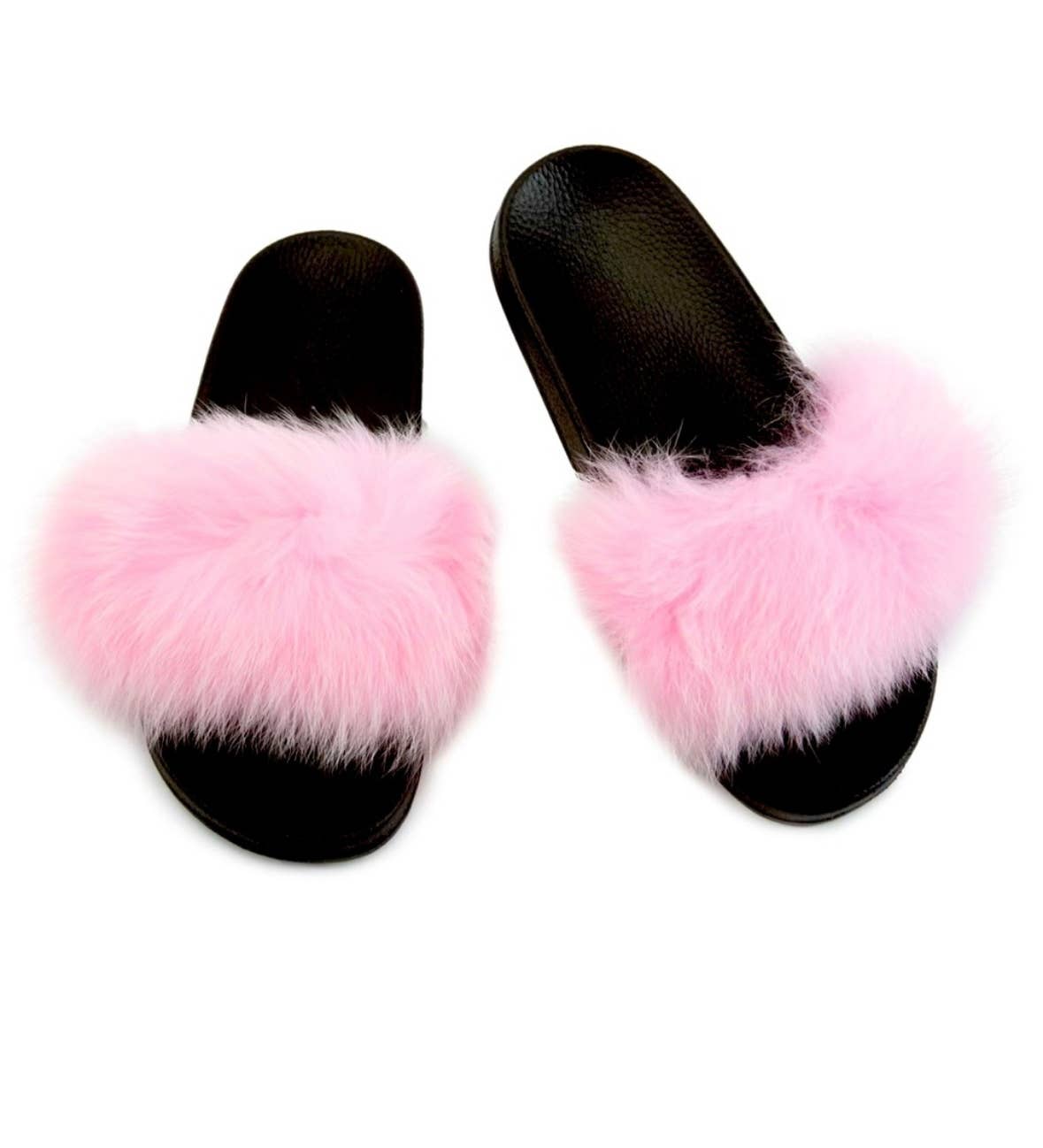 DIVERGENT FOOTWEAR - Wholesale Slides - Women's - WOMANS GENUINE FOX FUR SLIDES PINK