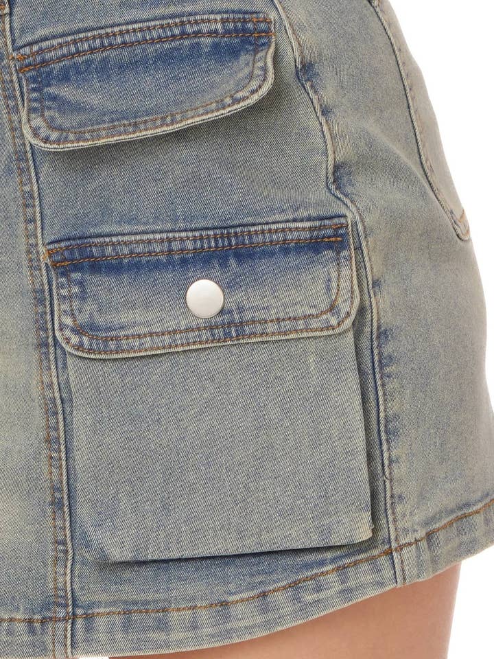 Utility Cargo Denim Skort for wholesale by Kréamy NYC