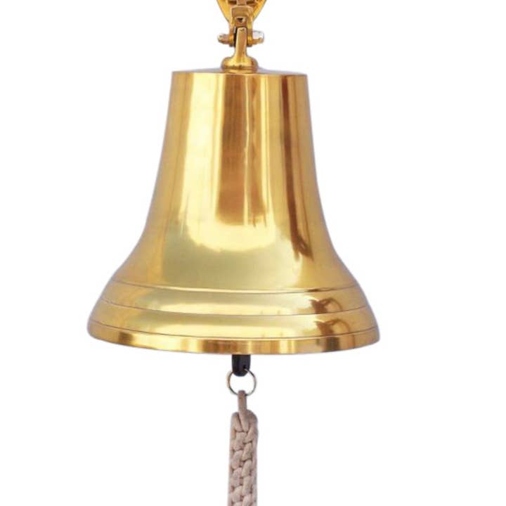 Brass Plated Hanging Ship's Bell 18" for wholesale by Hampton Nautical