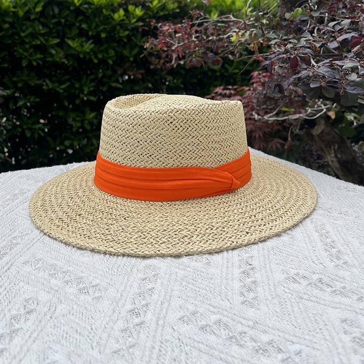 ACCITY - Wholesale Straw Hat - Women's - BEACH VACATION SUN FEDORA STRAW HATS FOR WOMEN_CWAH11518