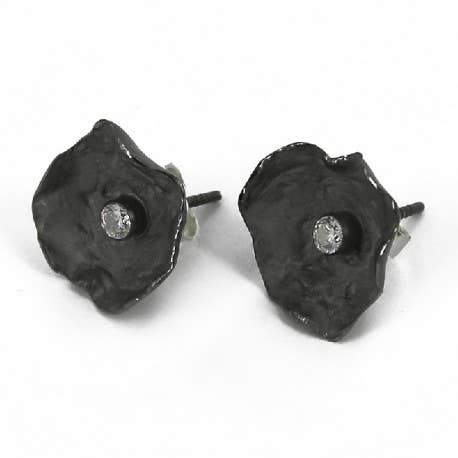 Ohrringe aus oxidiertem Silber und Zirkonia für den Großhandel von Korczynski Design Jewellery