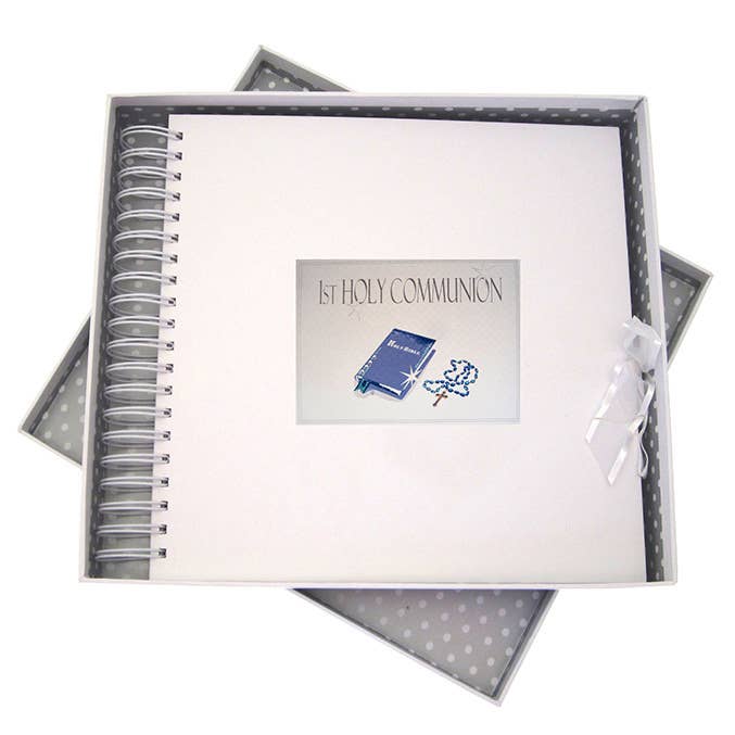 Blue Bible & Beads van de 1e Communie -Kaart en Geheugenboek (FCB10) voor wholesale door White Cotton Cards