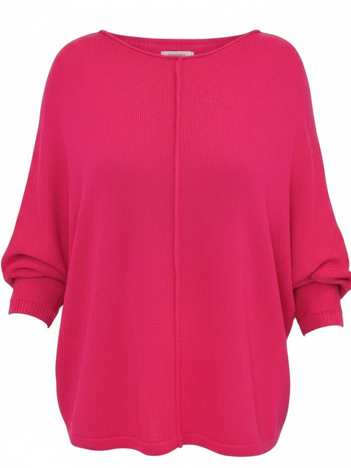 WF2745 PINK SEAM DETAIL LINEN HANDFEEL KNIT JUMPER for wholesale by Malissa J Collection