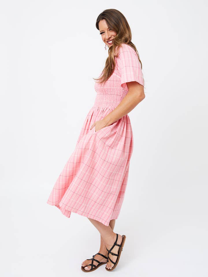 Mata Traders - Wholesale Dress - Women's - Teddy Dress Pink Plaid