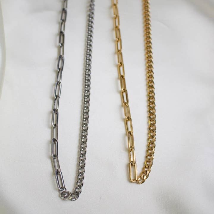 TISH jewelry - Wholesale Link & Chain Necklace - Bianca // Mixed Chain Layering Necklace1