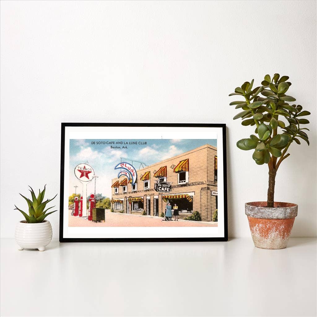 Found Image Press – wholesale Art print – Art Print RS-29 De Soto Cafe and Gas Station1
