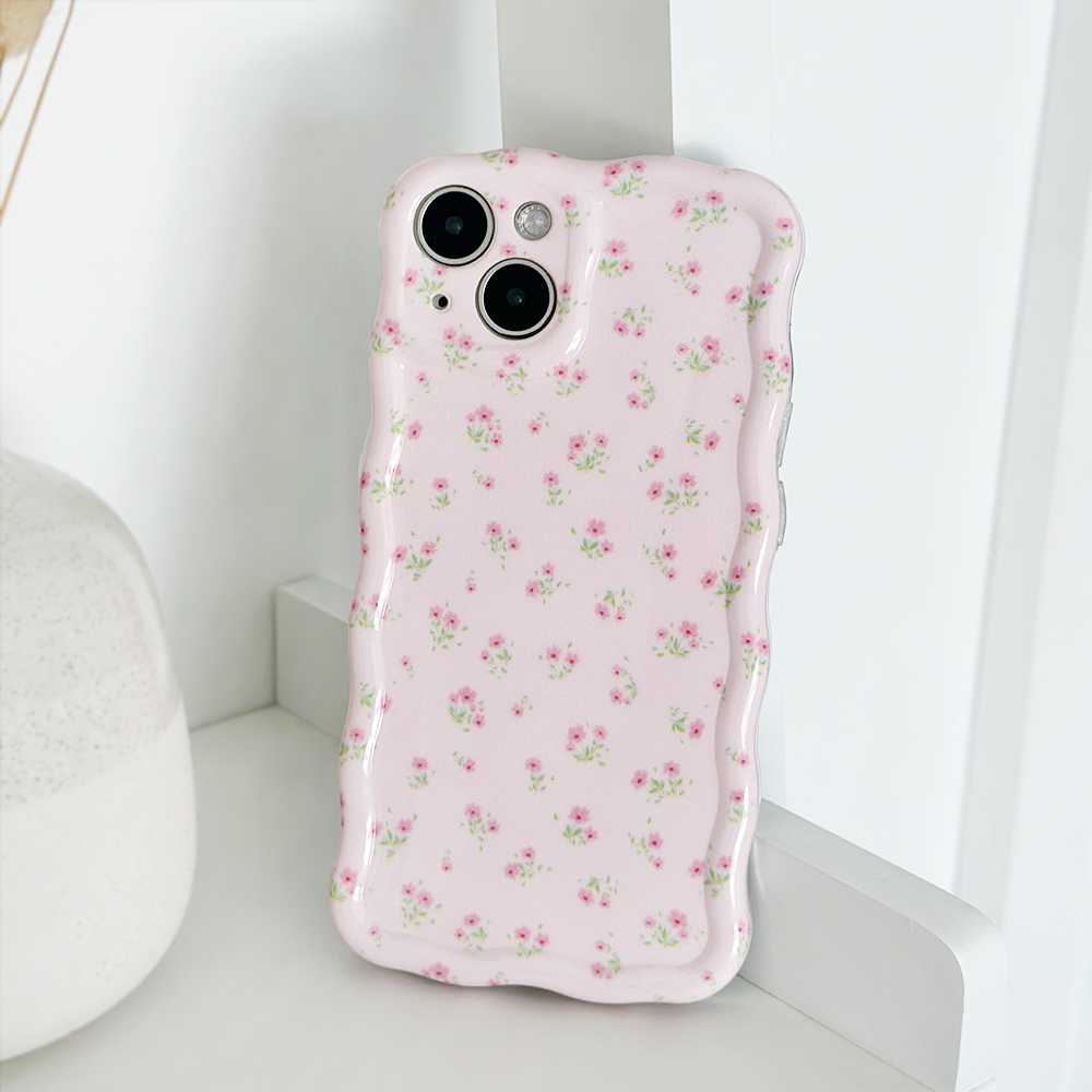 Coconut Lane - Wholesale Phone Case - Women's - Wavy Phone Case - Ditsy Floral Pink2