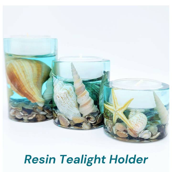 Ensemble de 3 bougeoirs Ocean en résine écologique pour la vente par JEMS of the Sea